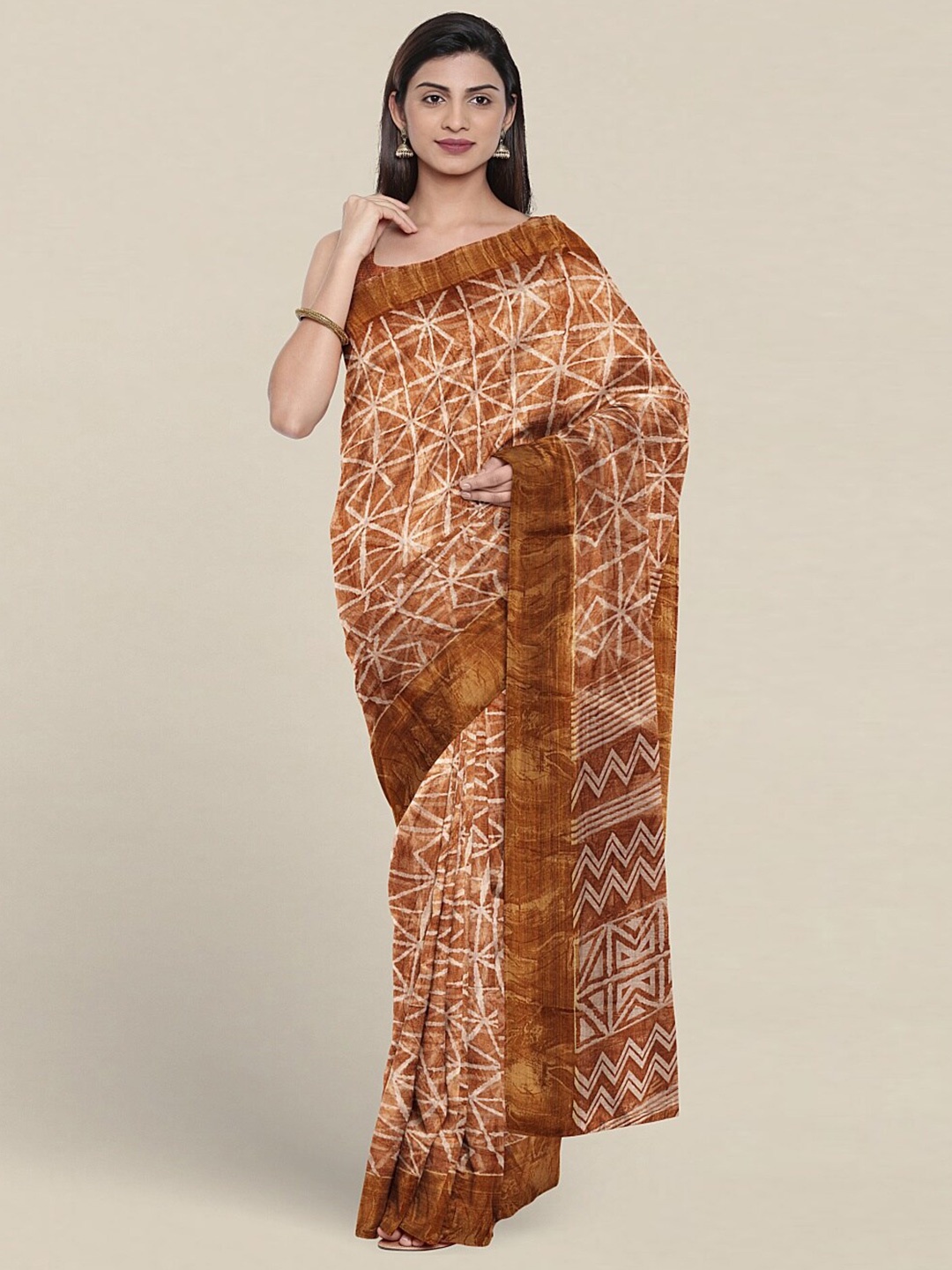 

Pothys Geometric Printed Saree, Rust