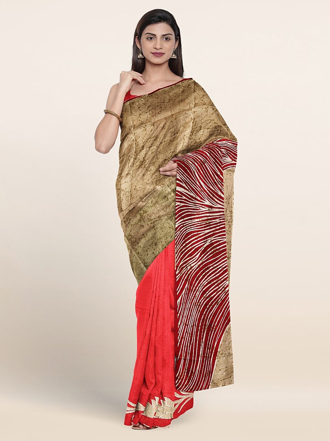 

Pothys Floral Printed Saree, Cream