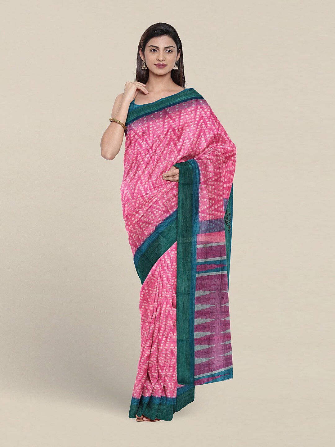 

Pothys Geometric Printed Saree, Pink