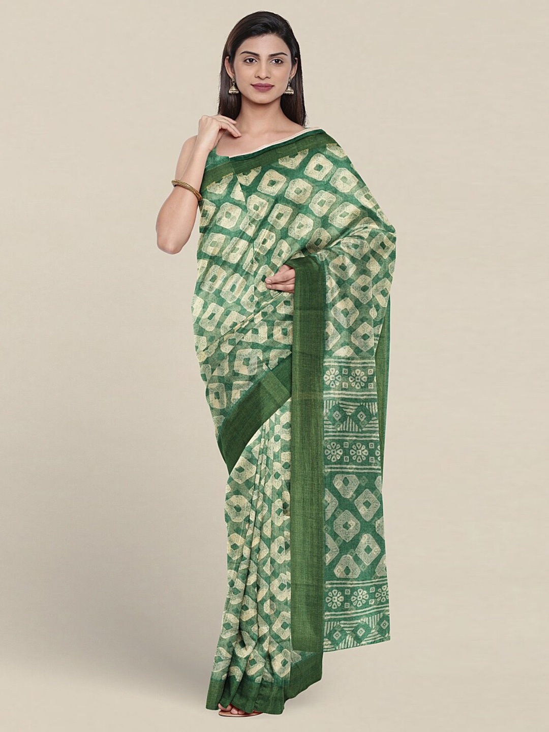 

Pothys Ethnic Motifs Printed Saree, Green