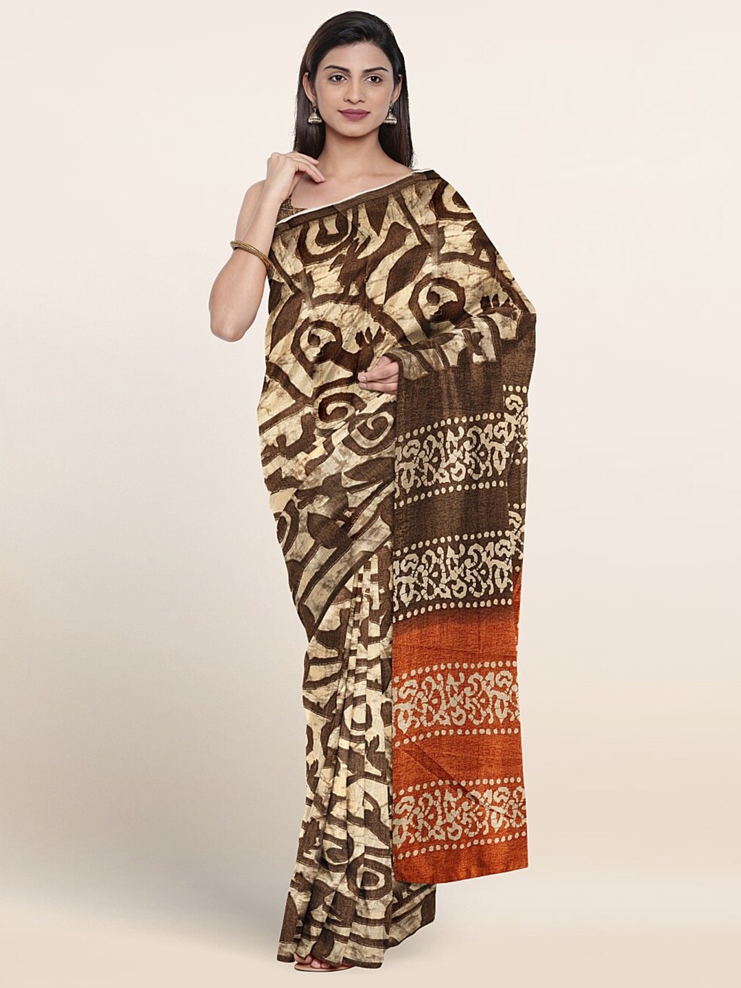 

Pothys Ethnic Motifs Printed Saree, Brown