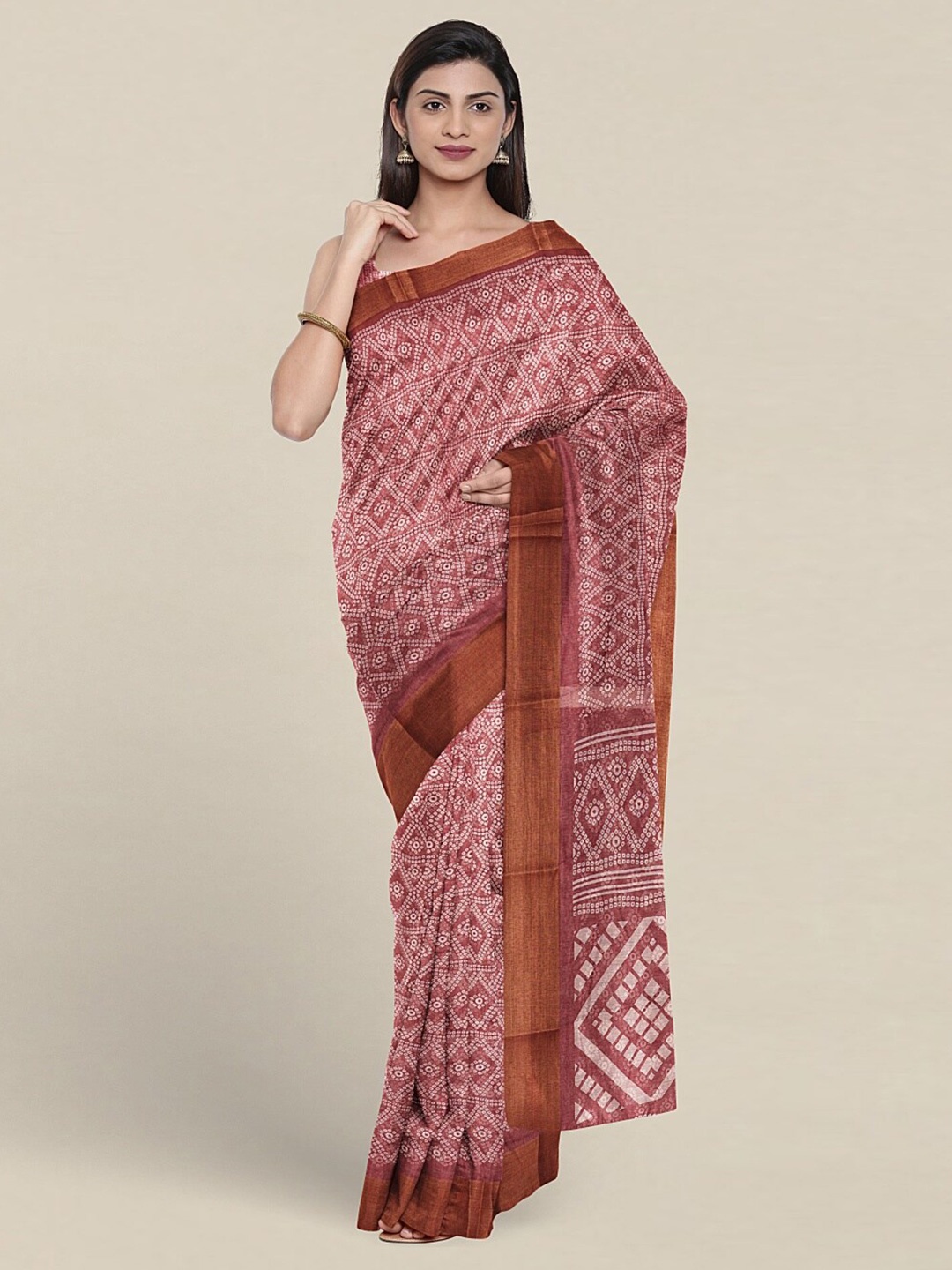 

Pothys Bandhani Printed Zari Saree, Mauve