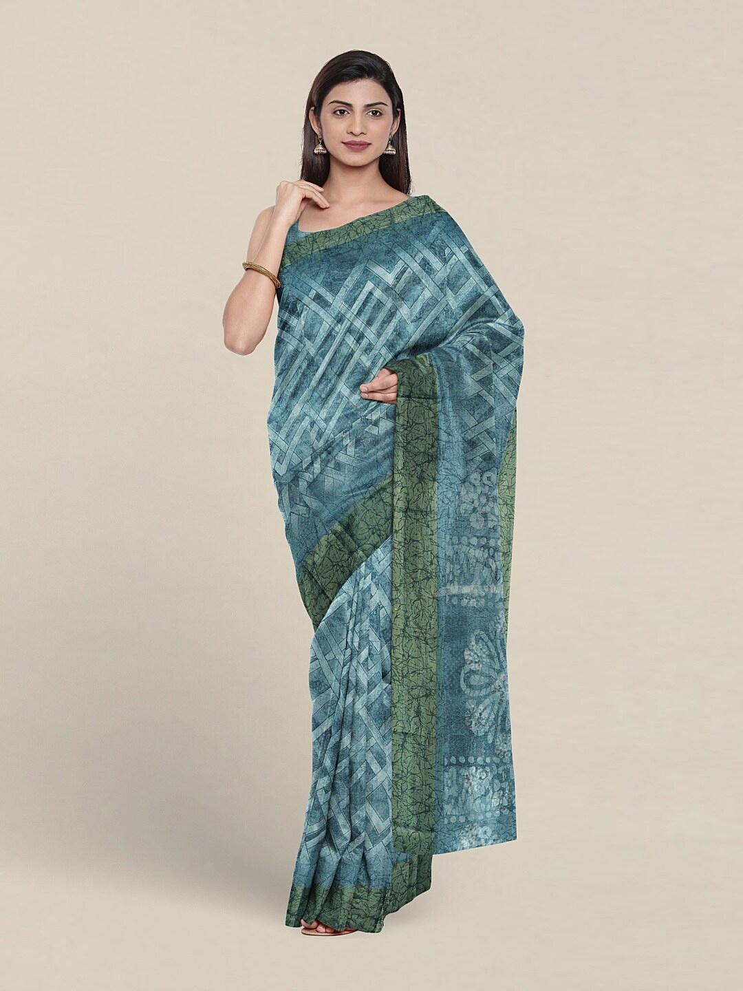 

Pothys Geometric Printed Saree, Blue