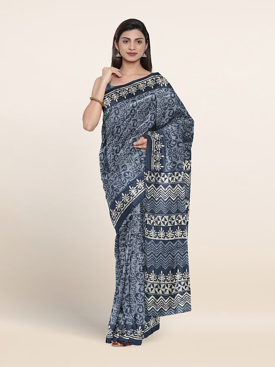 

Pothys Ethnic Motifs Printed Saree, Blue