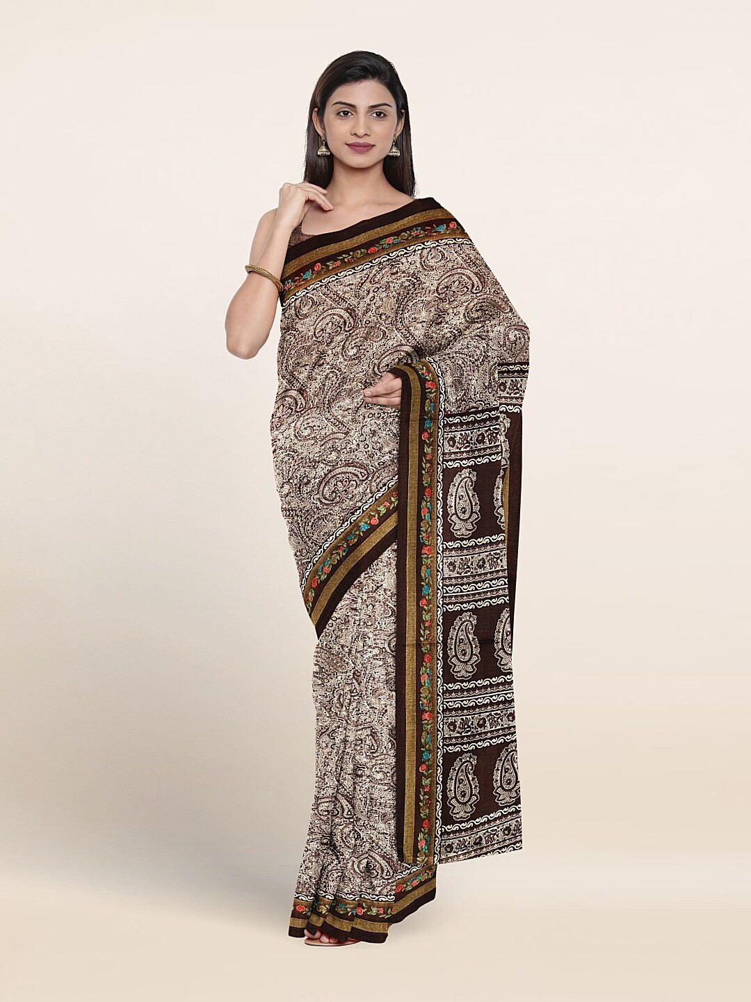 

Pothys Ethnic Motifs Printed Saree, Cream