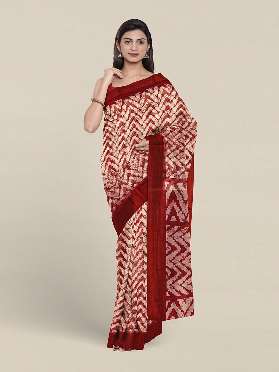 

Pothys Geometric Printed Saree, Maroon