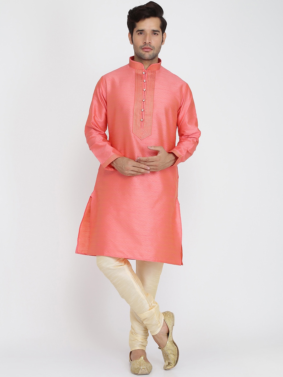 

ROYAL KURTA Woven Design Kurta With Churidar, Pink