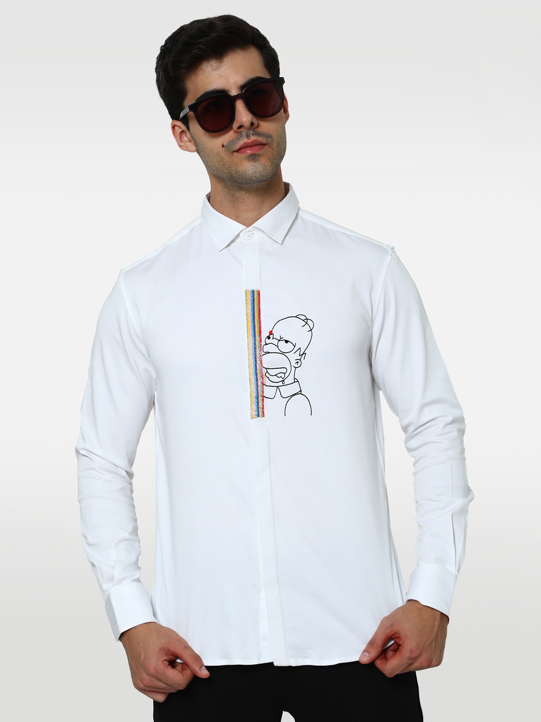 

Komal Kothari Graphic Printed Cotton India Slim Fit Opaque Shirt, White