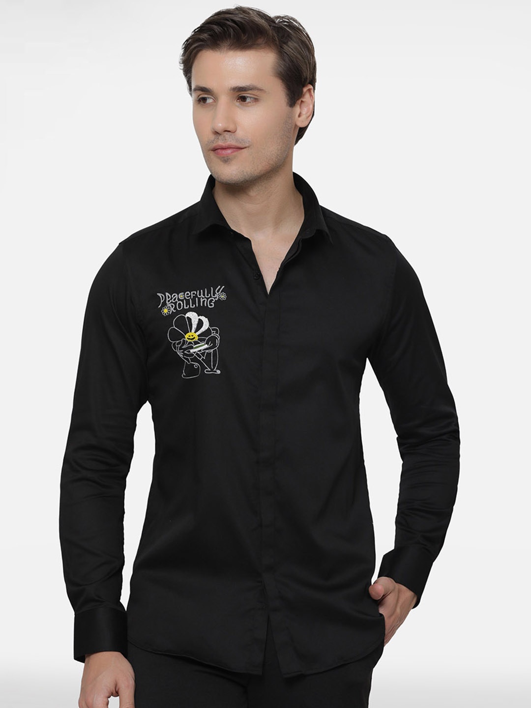 

Komal Kothari Cotton India Slim Fit Opaque Shirt, Black