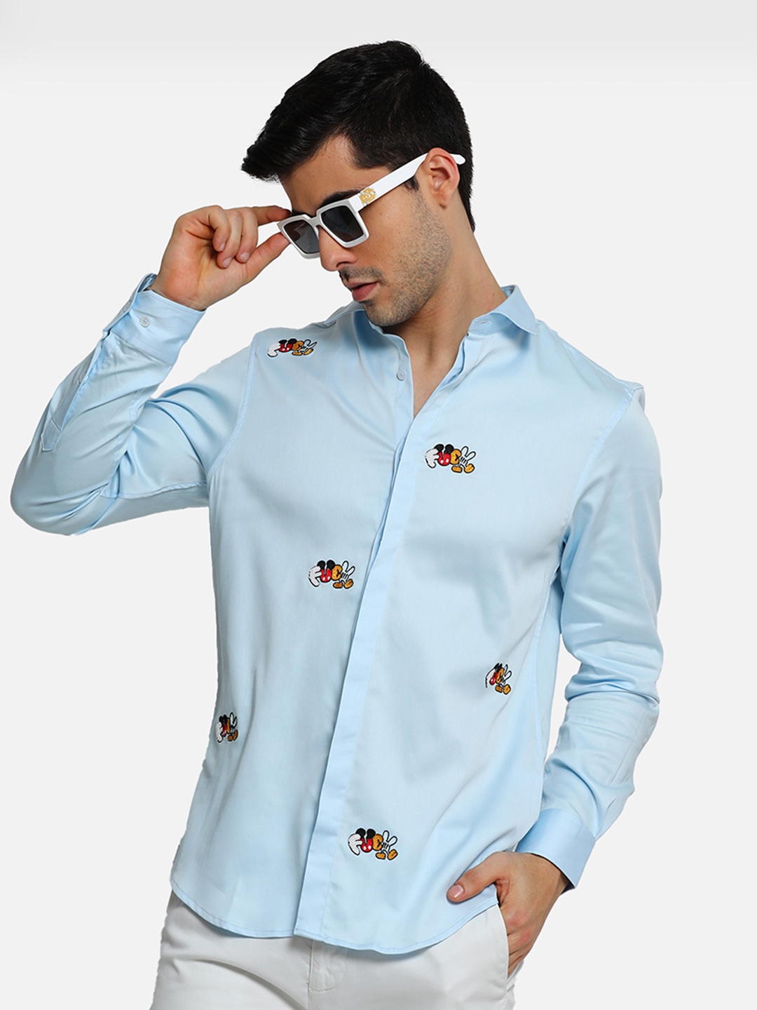 

Komal Kothari Graphic Printed Cotton India Slim Fit Opaque Shirt, Blue