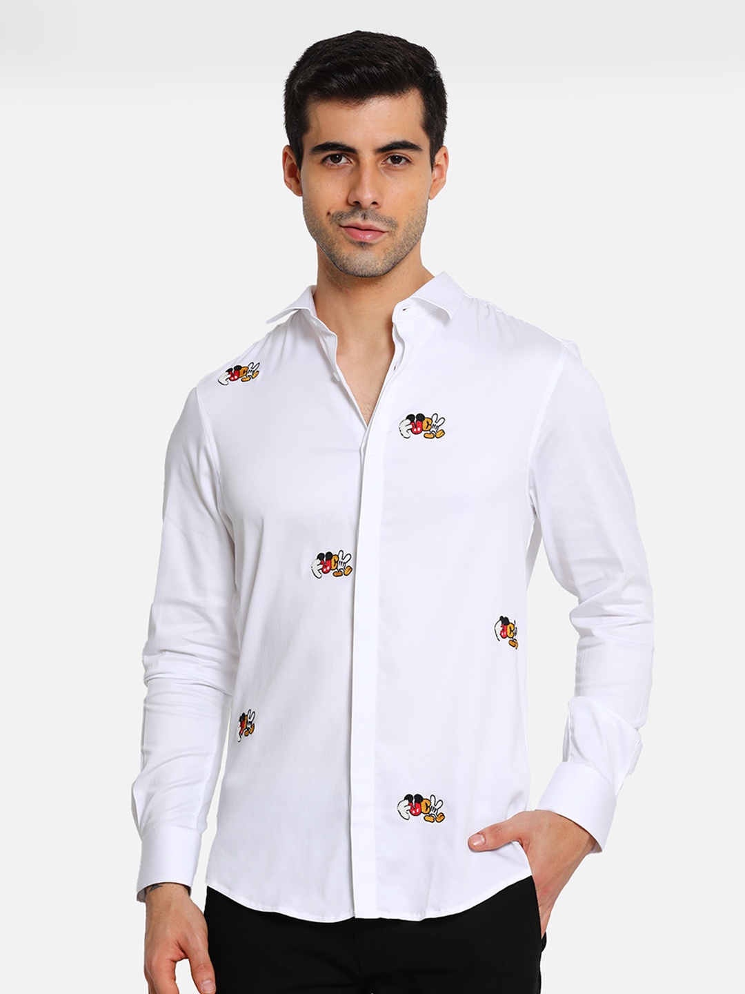 

Komal Kothari India Slim Fit Conversational Printed Cotton Casual Shirt, White