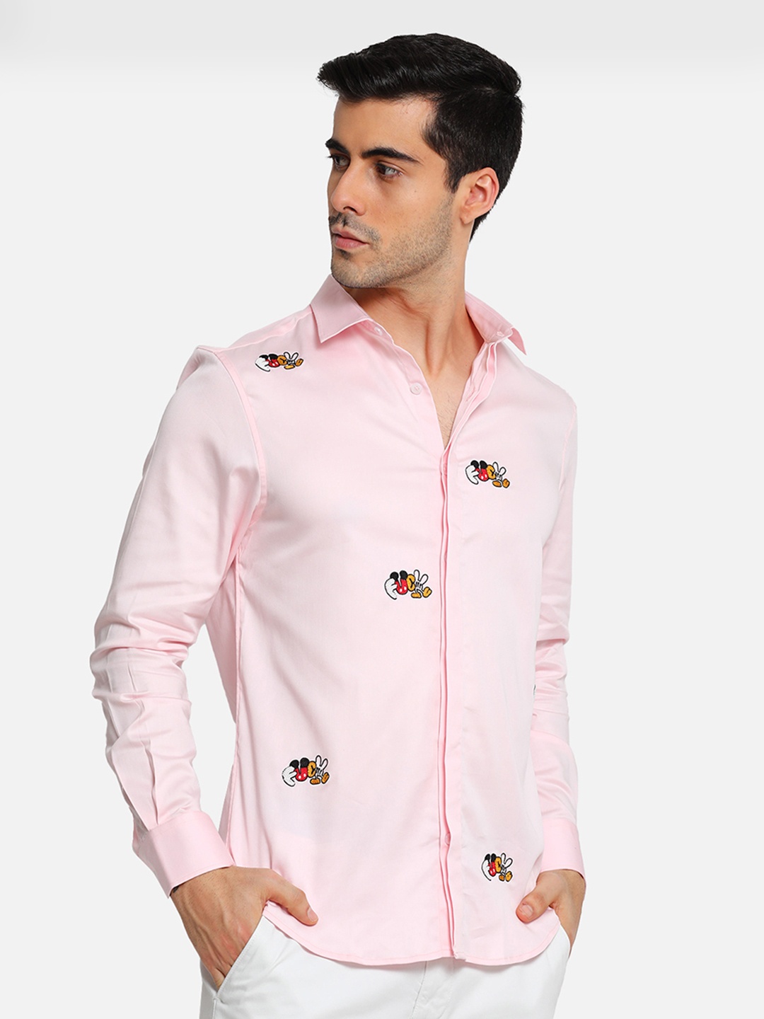 

Komal Kothari India Slim Fit Conversational Printed Cotton Casual Shirt, Pink