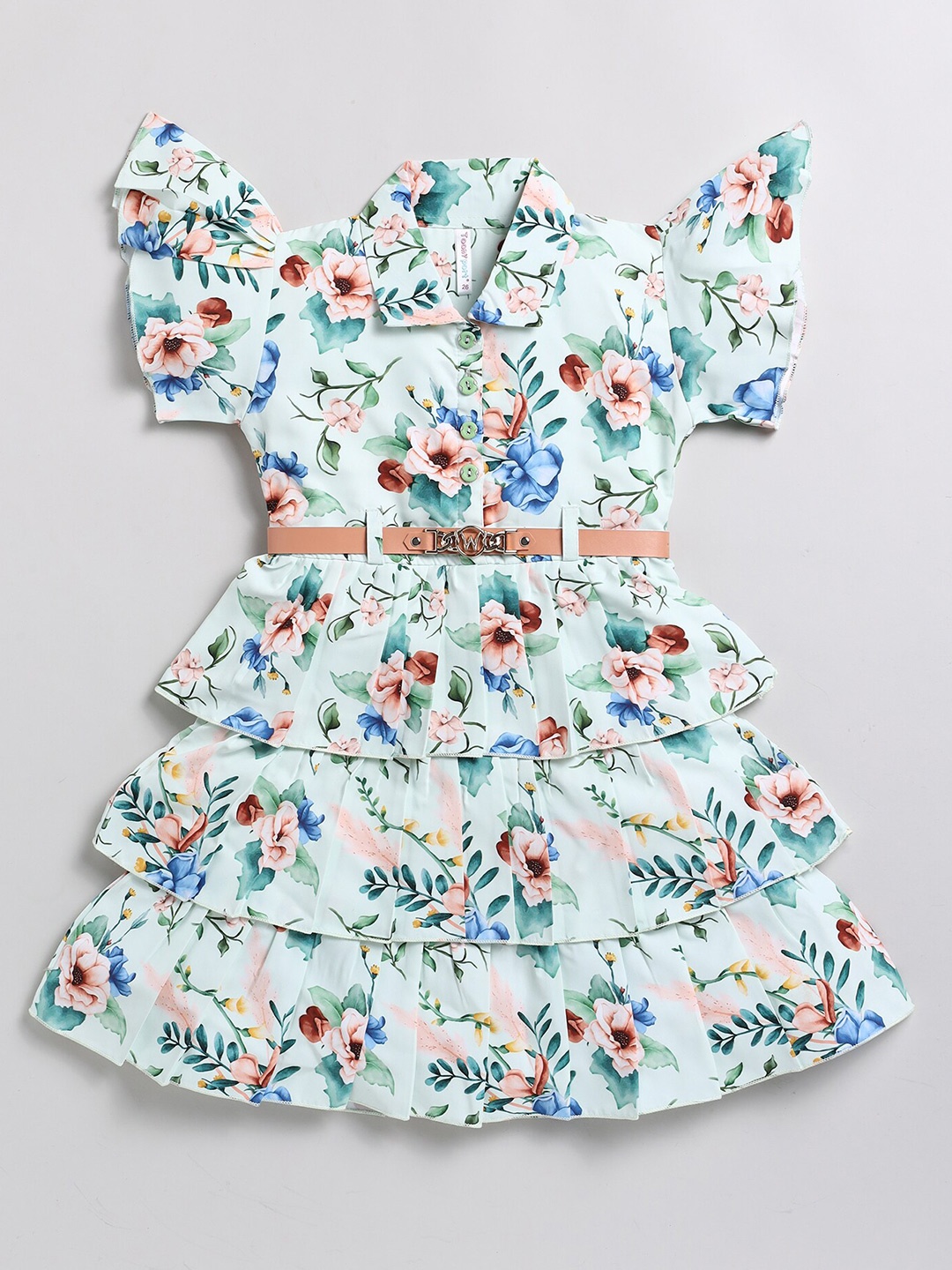 

Toonyport Floral Printed Chiffon Fit & Flare Dress, Green