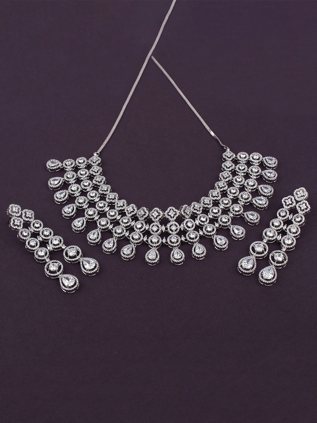 

Mirana Rhodium-Plated Necklace Set, Silver