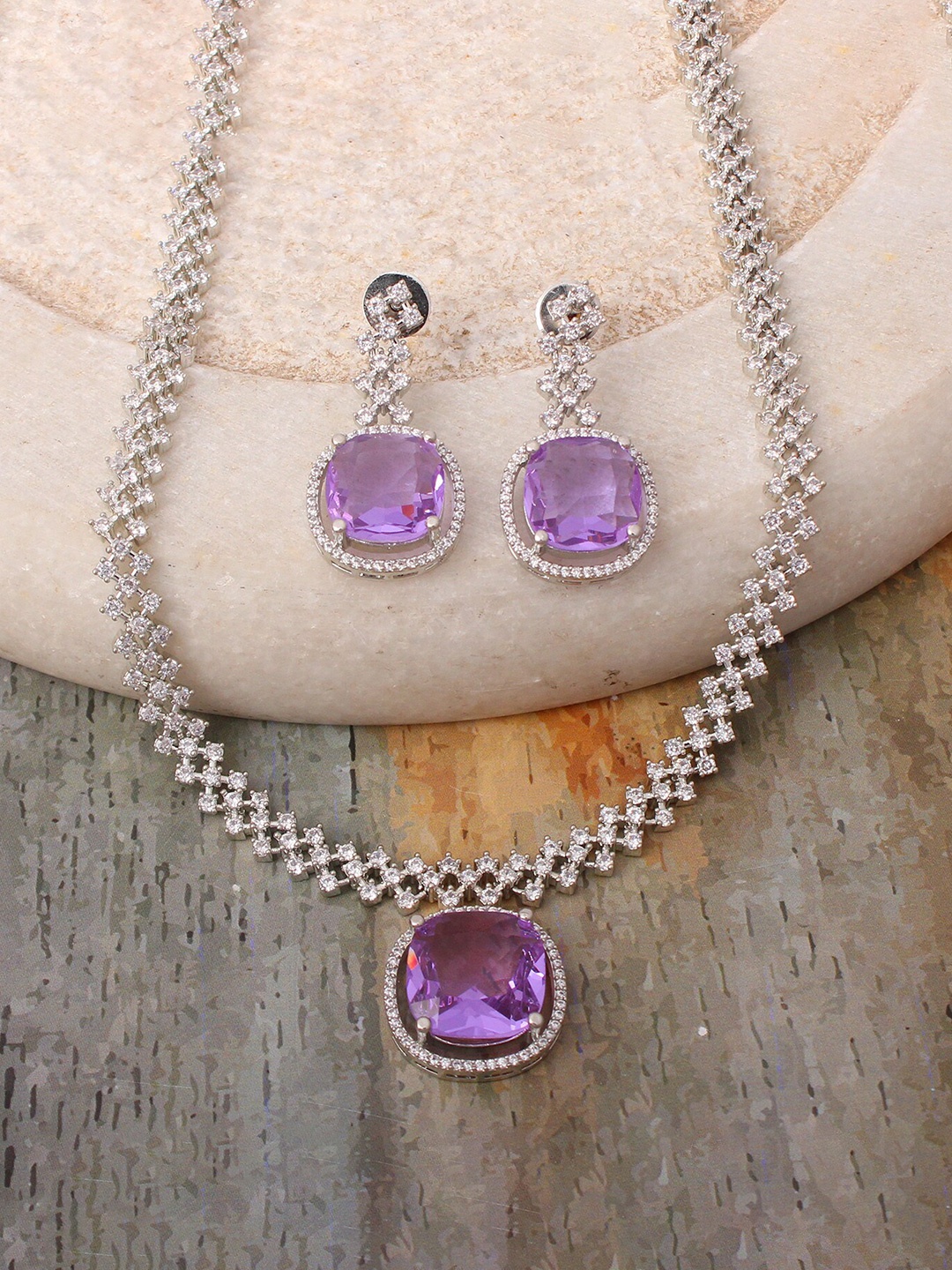 

Mirana Rhodium-Plated Necklace Set, Silver