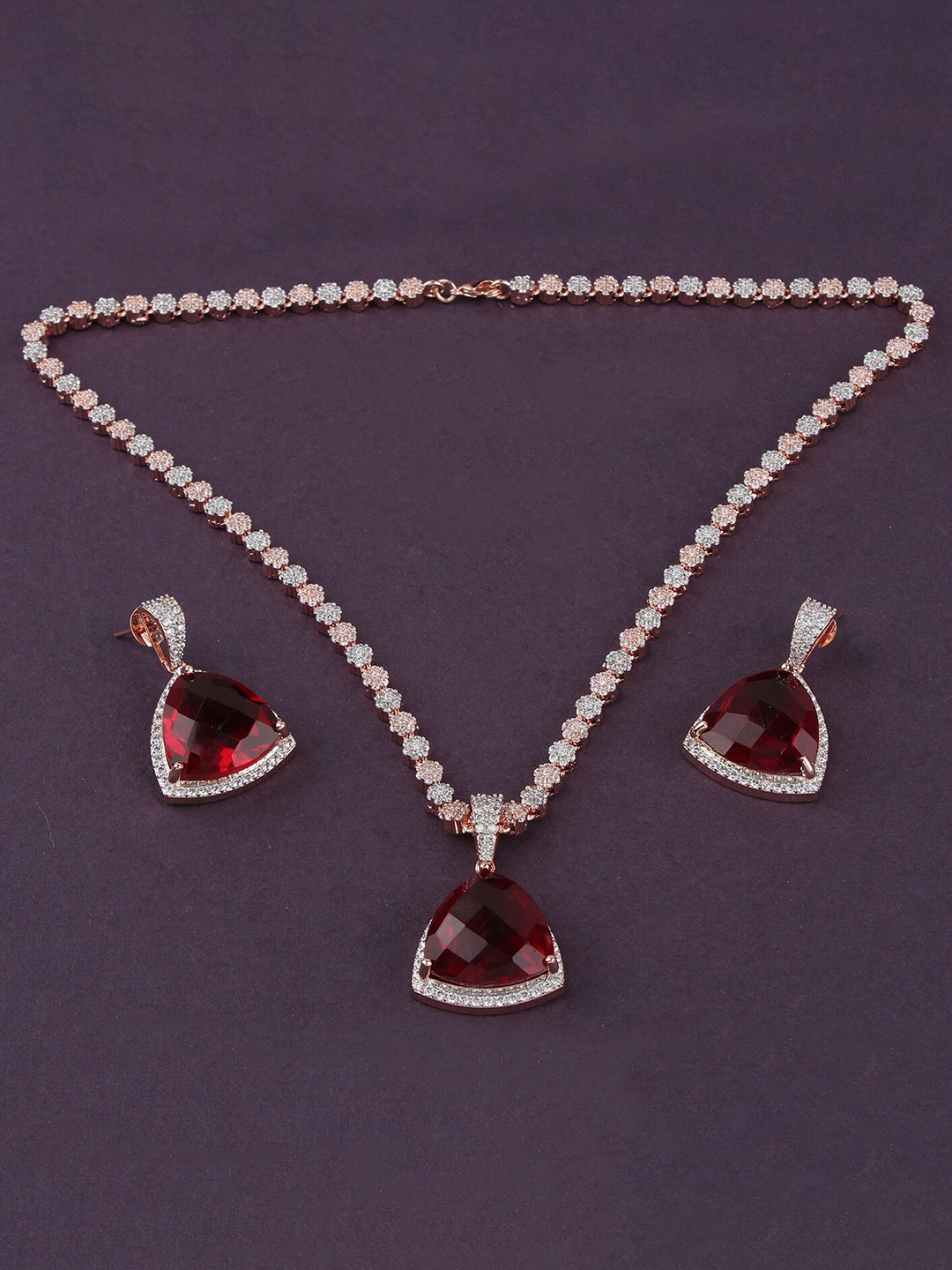

Mirana Rose Gold Plated AD Stone Studded Designer Jewellery Set
