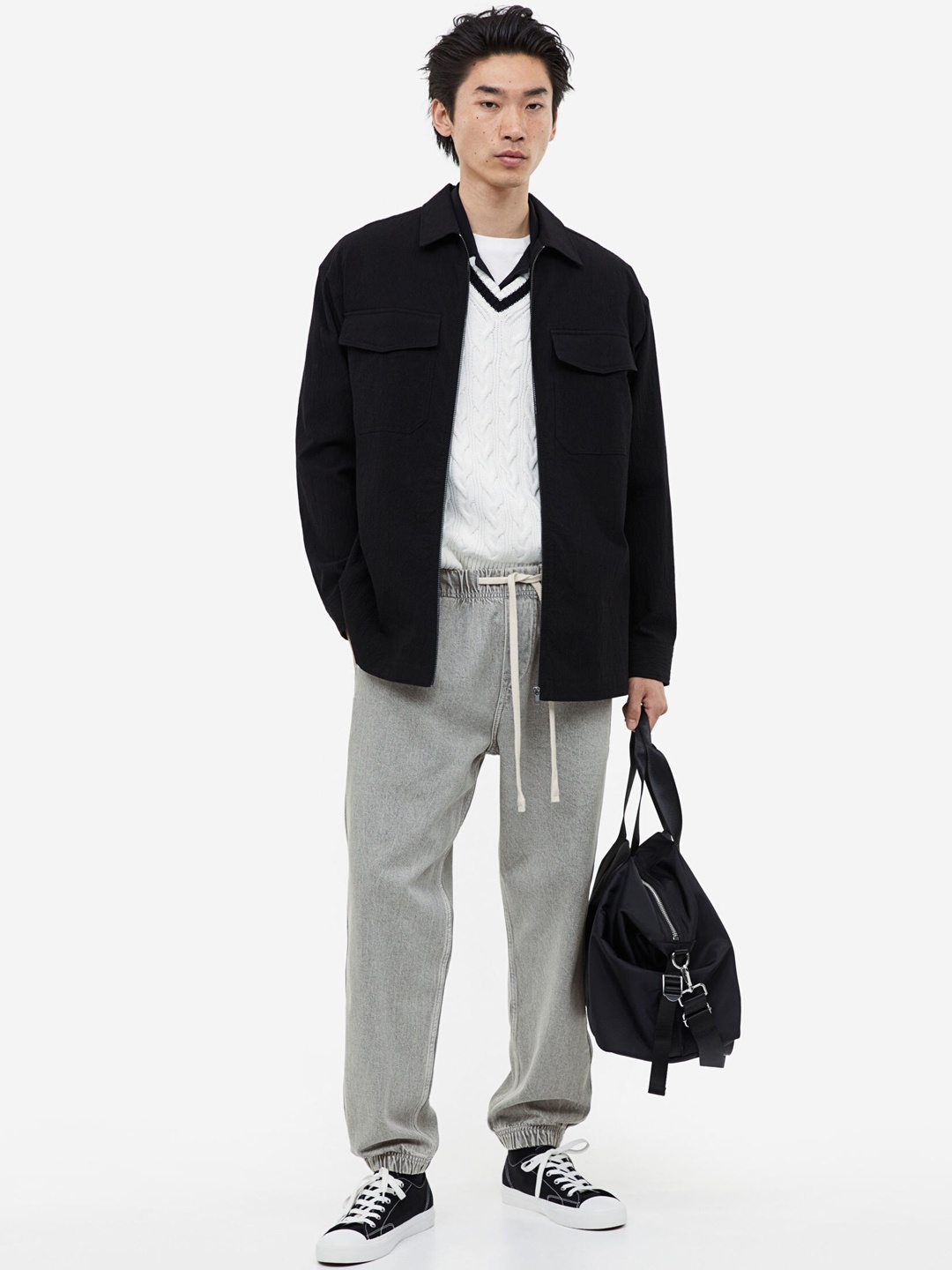 

H&M Men Relaxed Denim Joggers, Grey