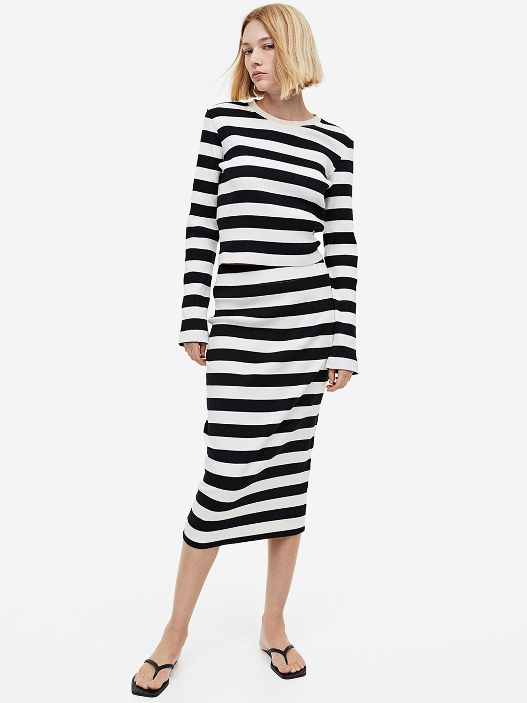 

H&M Ribbed Skirt, Black
