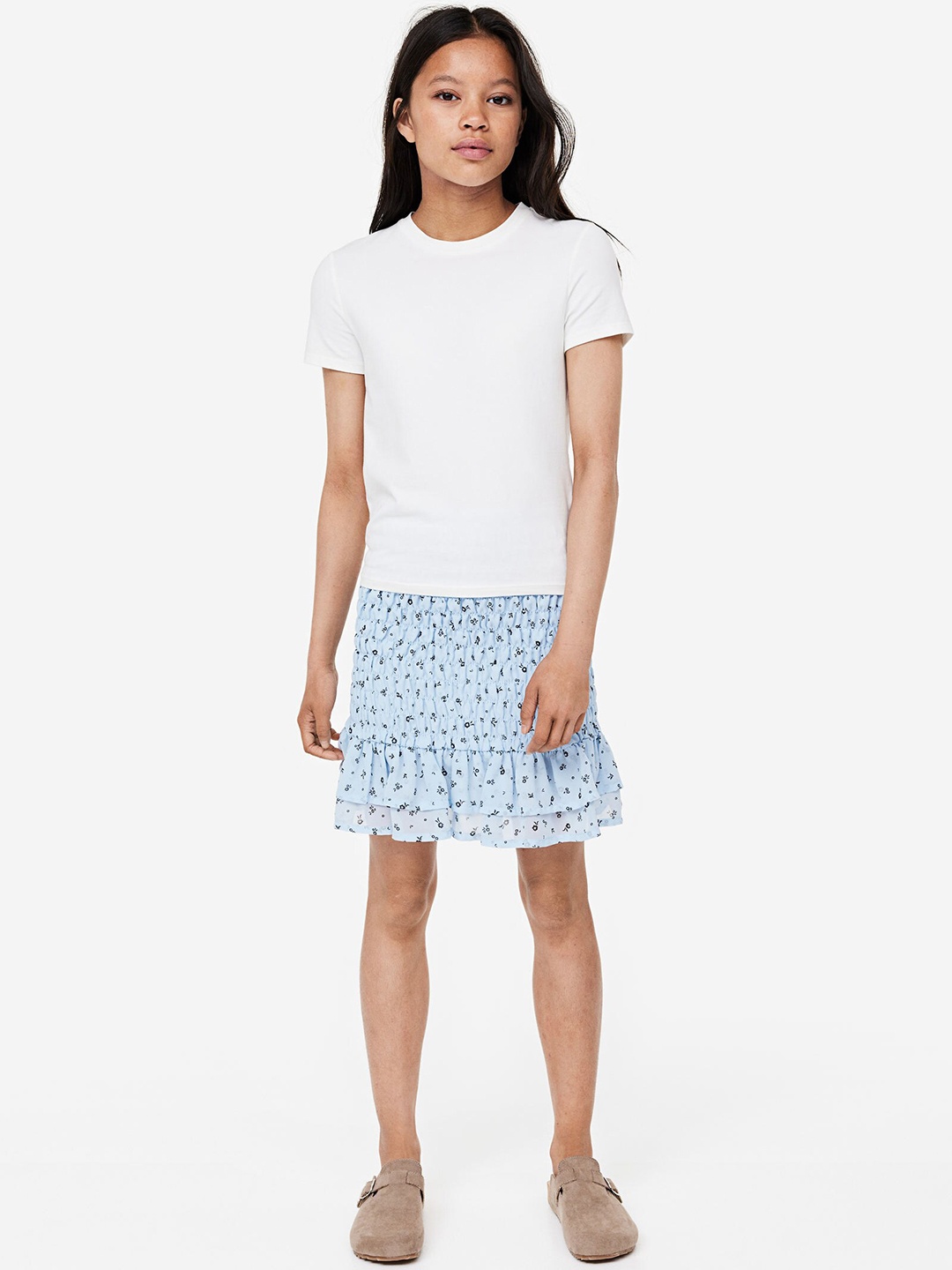 

H&M Girls Smocked Chiffon Skirt, Blue