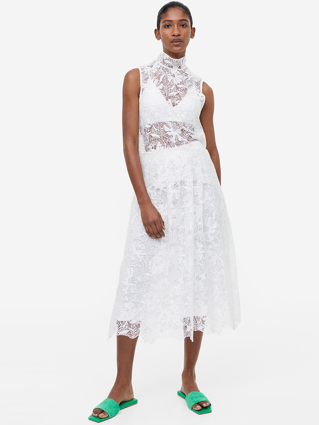 

H&M A-Line Lace Skirt, White