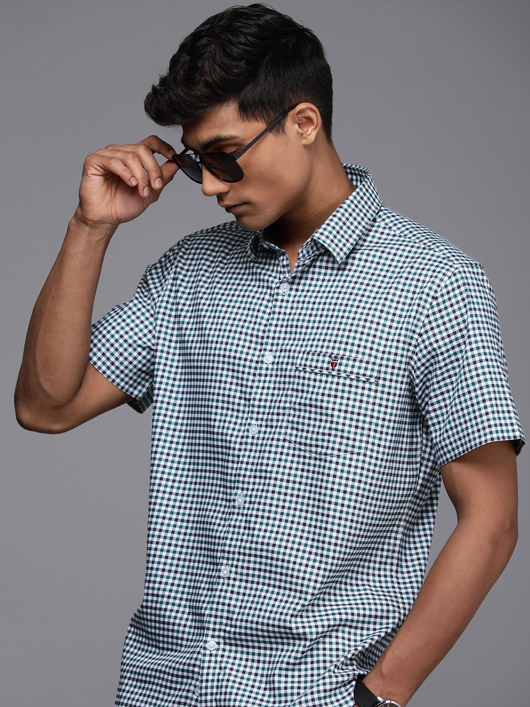 

Louis Philippe Sport Slim Fit Gingham Checked Casual Shirt, Green