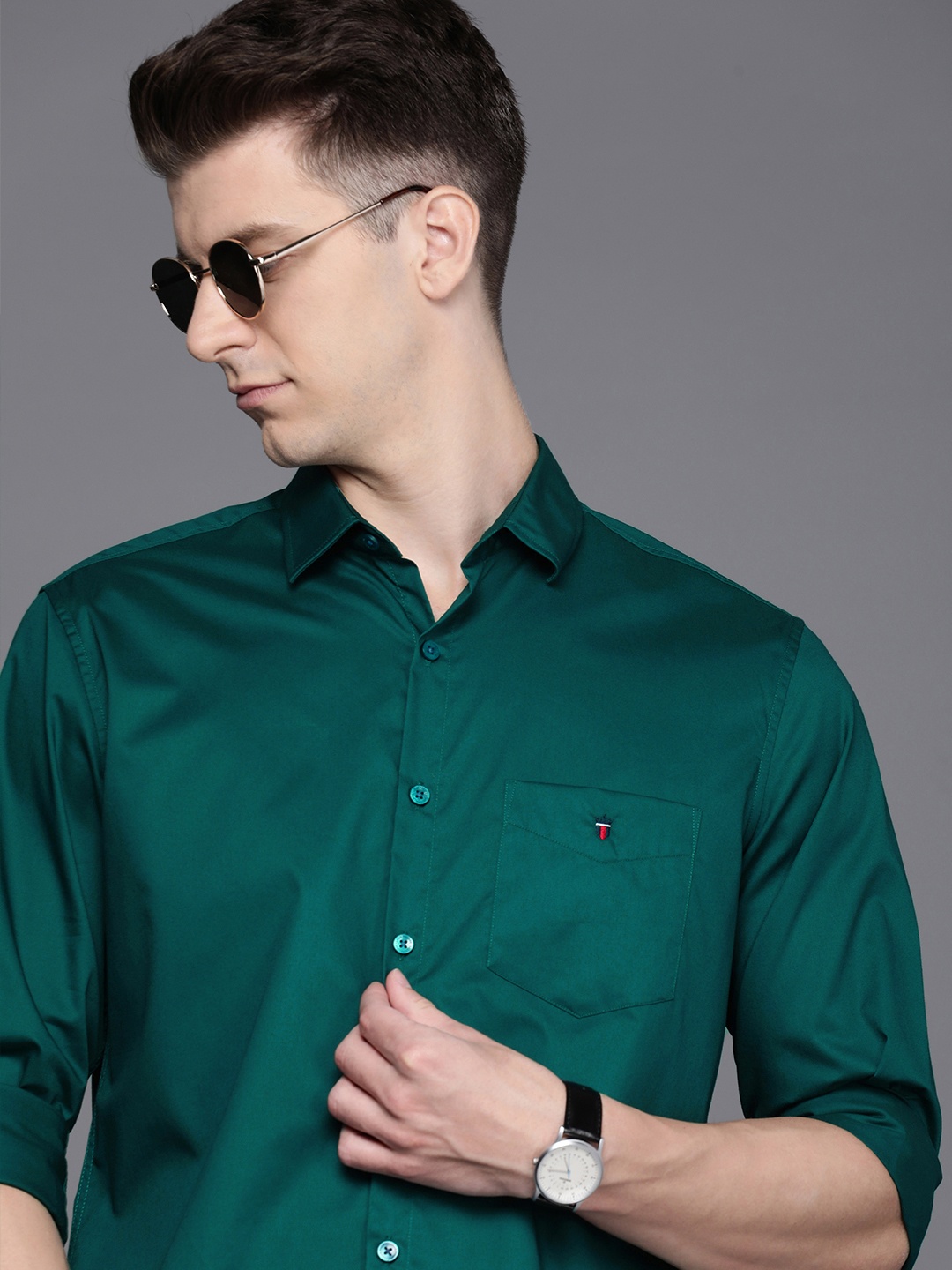 

Louis Philippe Sport Pure Cotton Slim Fit Casual Shirt, Green