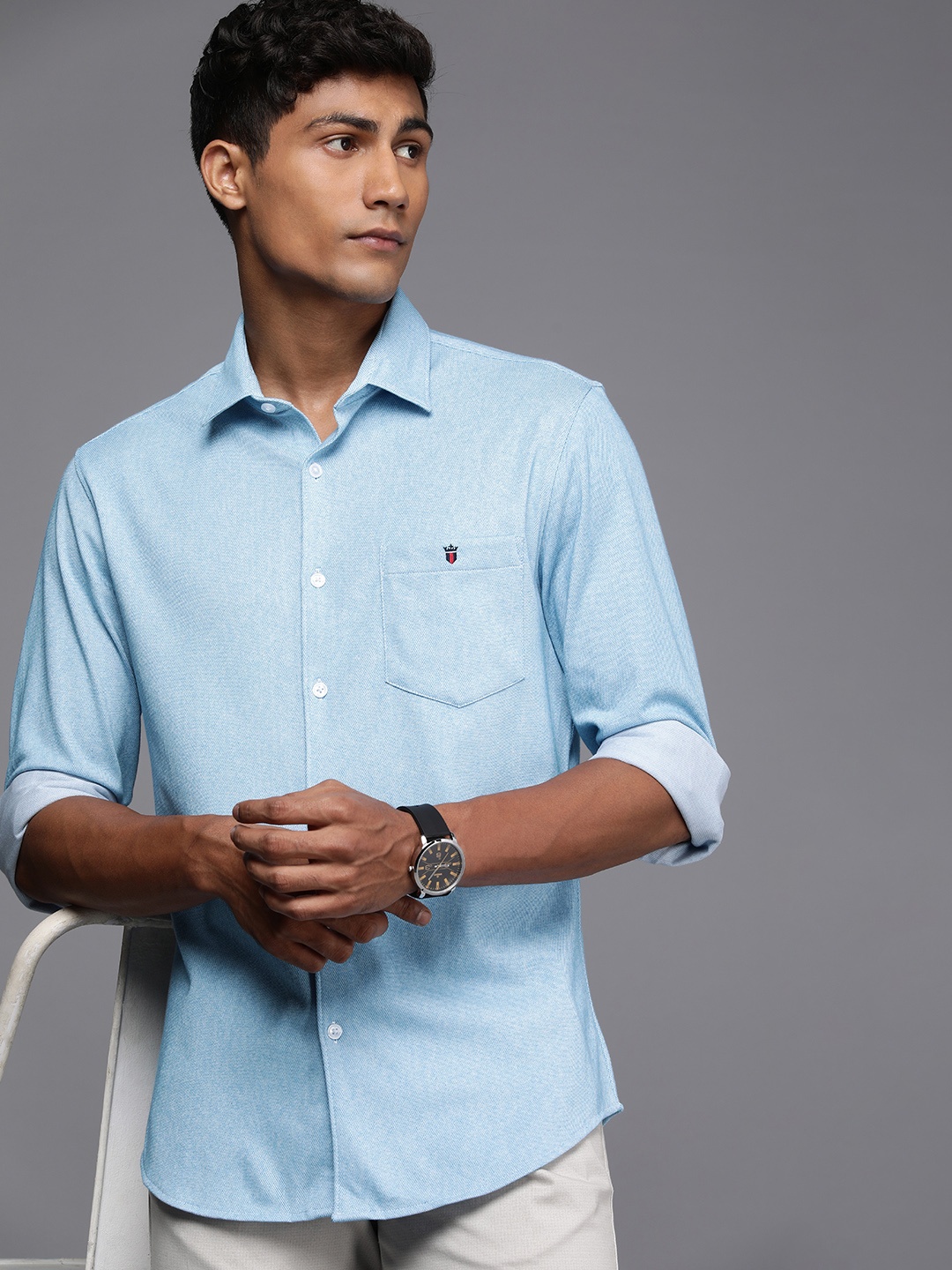 

Louis Philippe Sport Textured Smart Casual Shirt, Blue