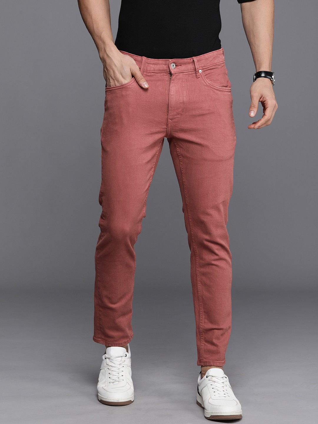 

Louis Philippe Jeans Men Low-Rise Stretchable Jeans, Pink