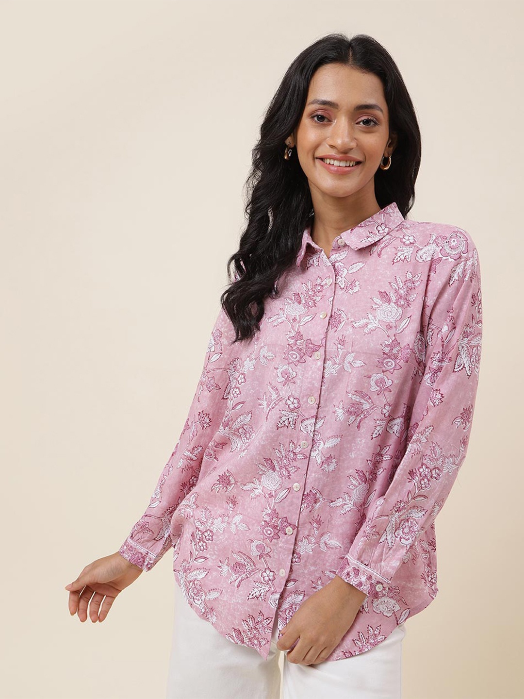 

Fabindia Floral Printed Cotton Casual Shirt, Mauve