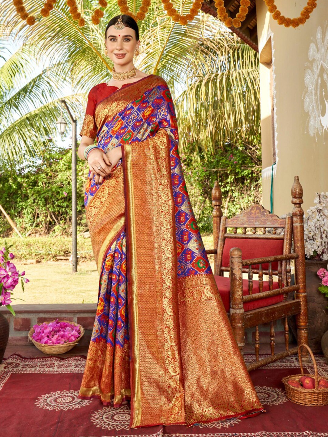 

Anouk Ethnic Motifs Woven Design Zari Art Silk Banarasi Saree, Gold