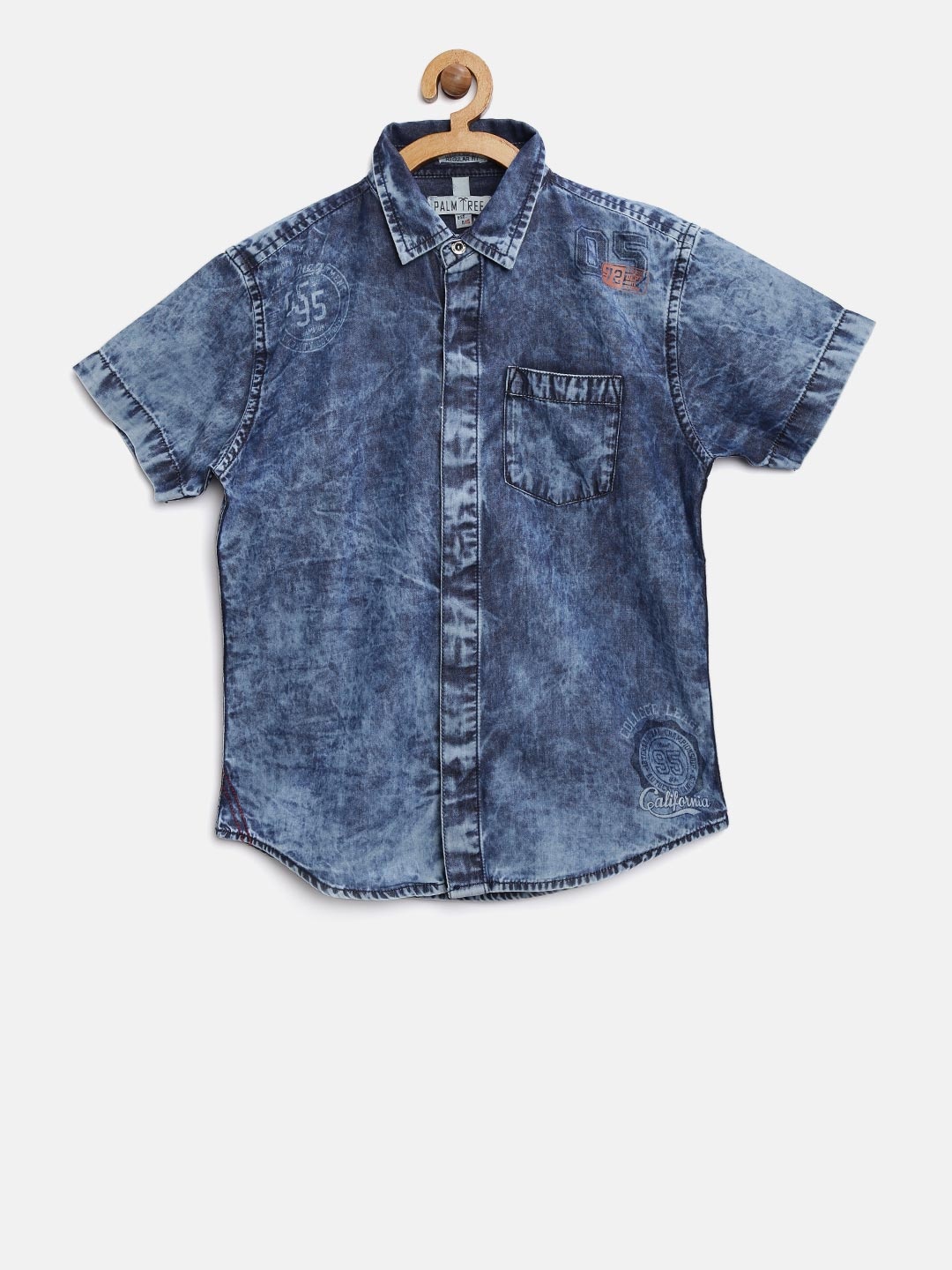 

Palm Tree Boys Blue Regular Fit Denim Casual Shirt