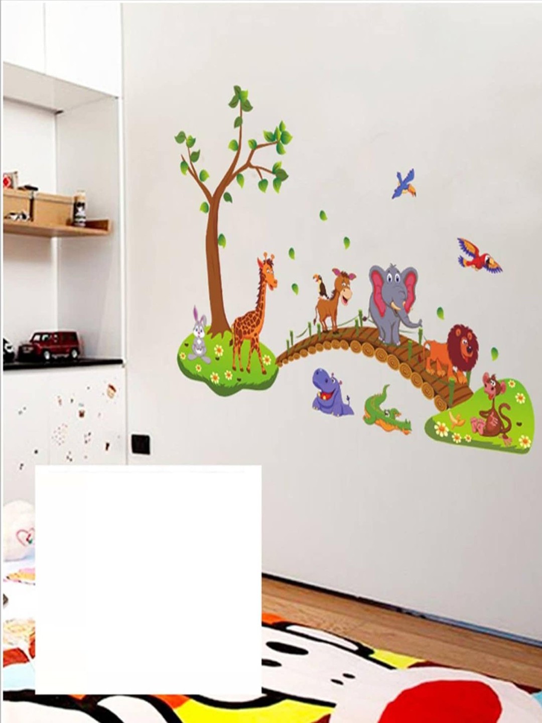 Jaamso Royals Green & Brown Jungle Theme Vinyl Self Adhesive Wall Sticker