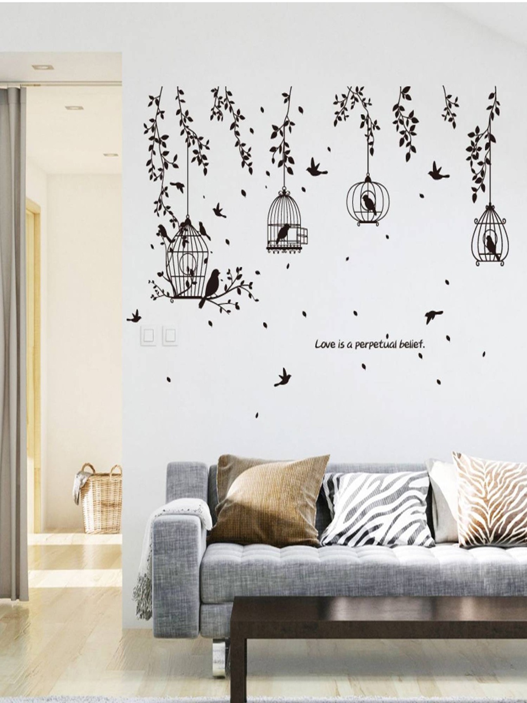 

Jaamso Royals Black Birds Cage Self Adhesive Wall Sticker
