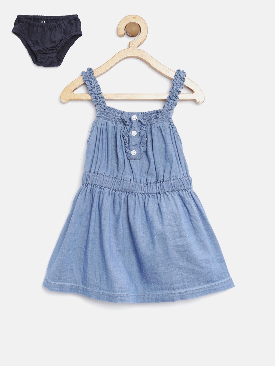 

Gini and Jony Girls Blue Solid Chambray Fit and Flare Dress