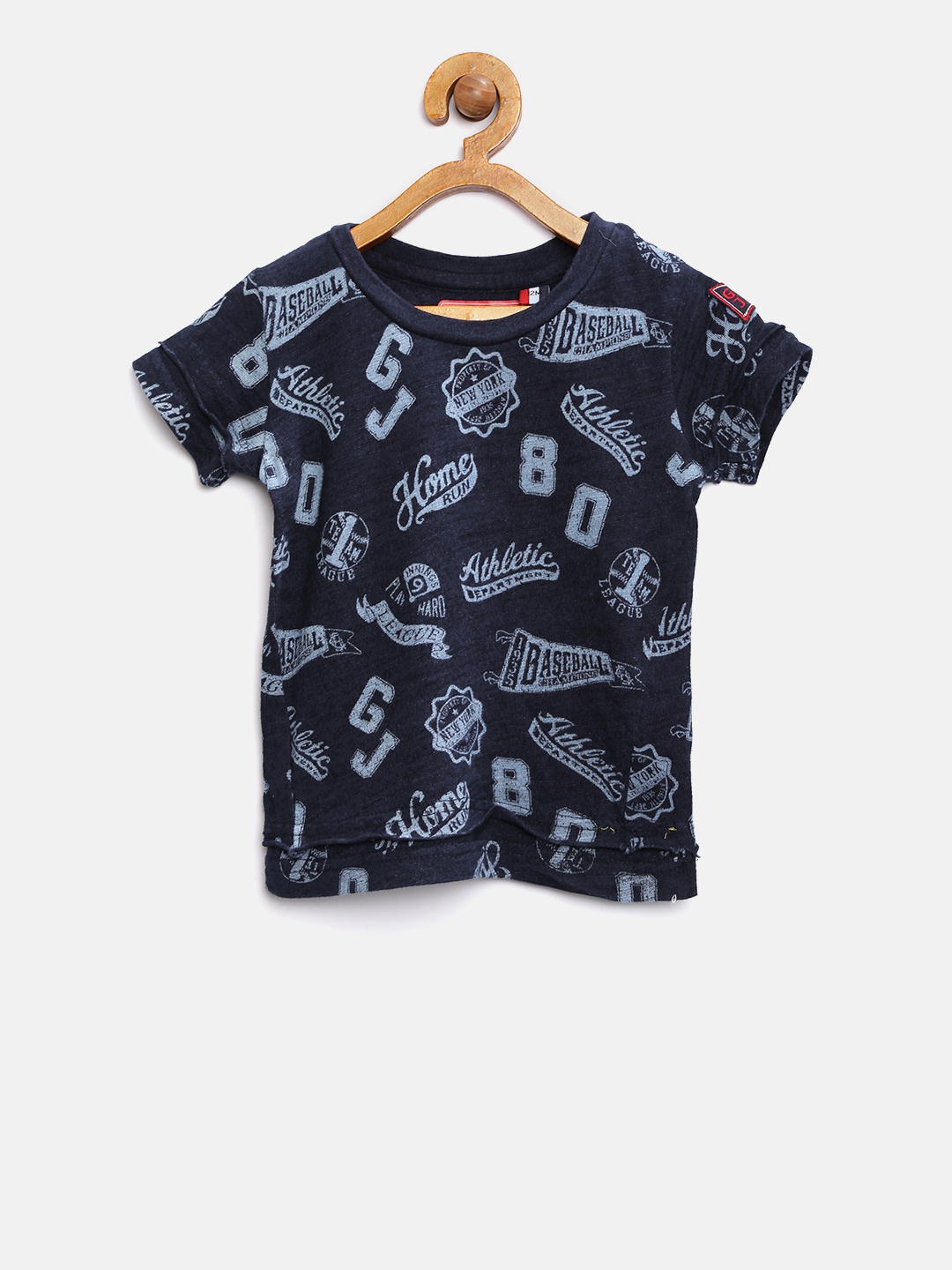 

Gini and Jony Boys Navy Printed Round Neck T-shirt, Navy blue