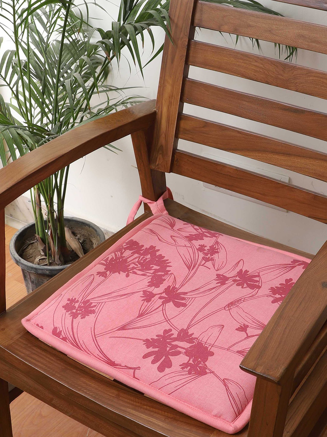 

Jamio Firati 2-Pieces Floral Printed Pure Cotton Chair Pads, Pink