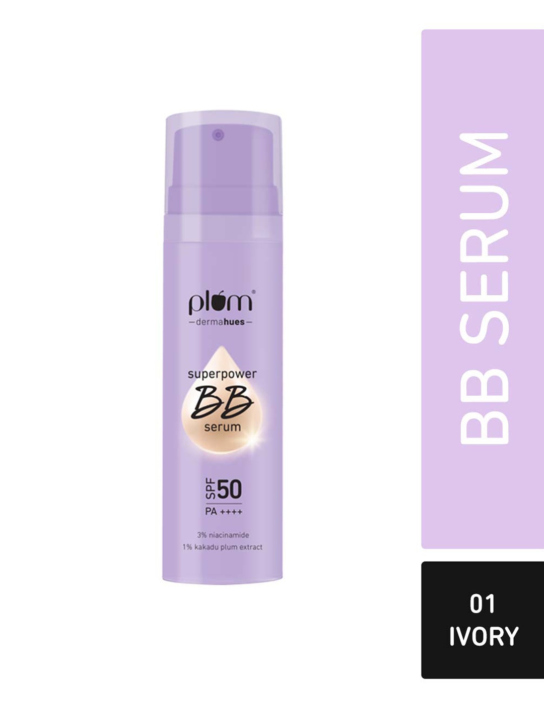 

Plum Superpower SPF 50 PA+++ BB Serum With Niacinamide & Kakadu Plum 30ml - Ivory 01, Beige