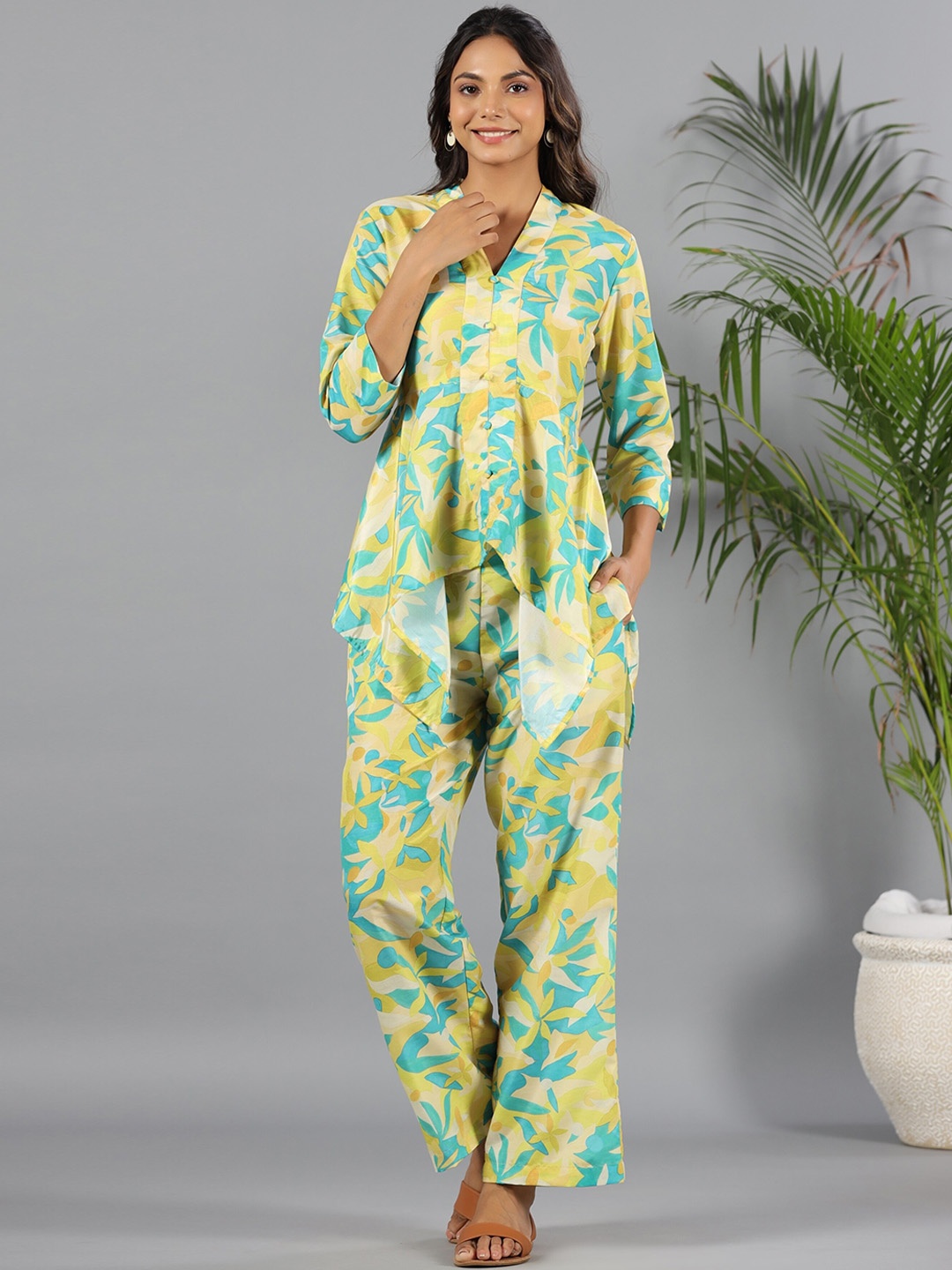 

mirari Floral Printed Top & Palazzos, Yellow