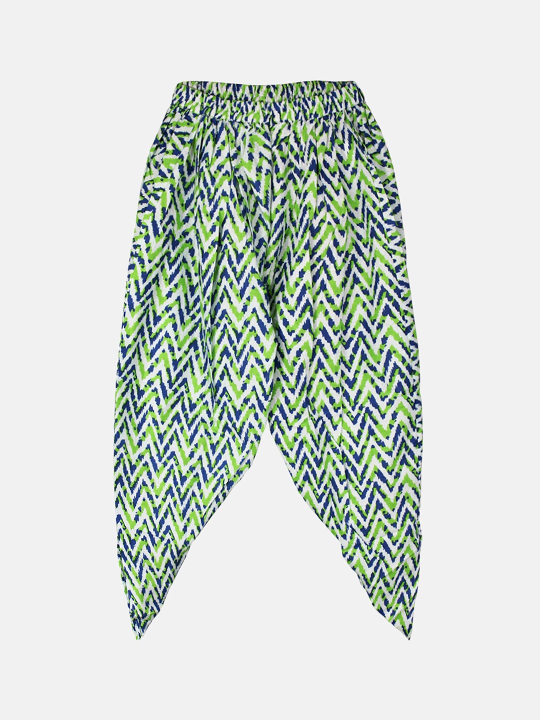 

KiddoPanti Girls Geometric Printed Pure Cotton Harem Pants, Green