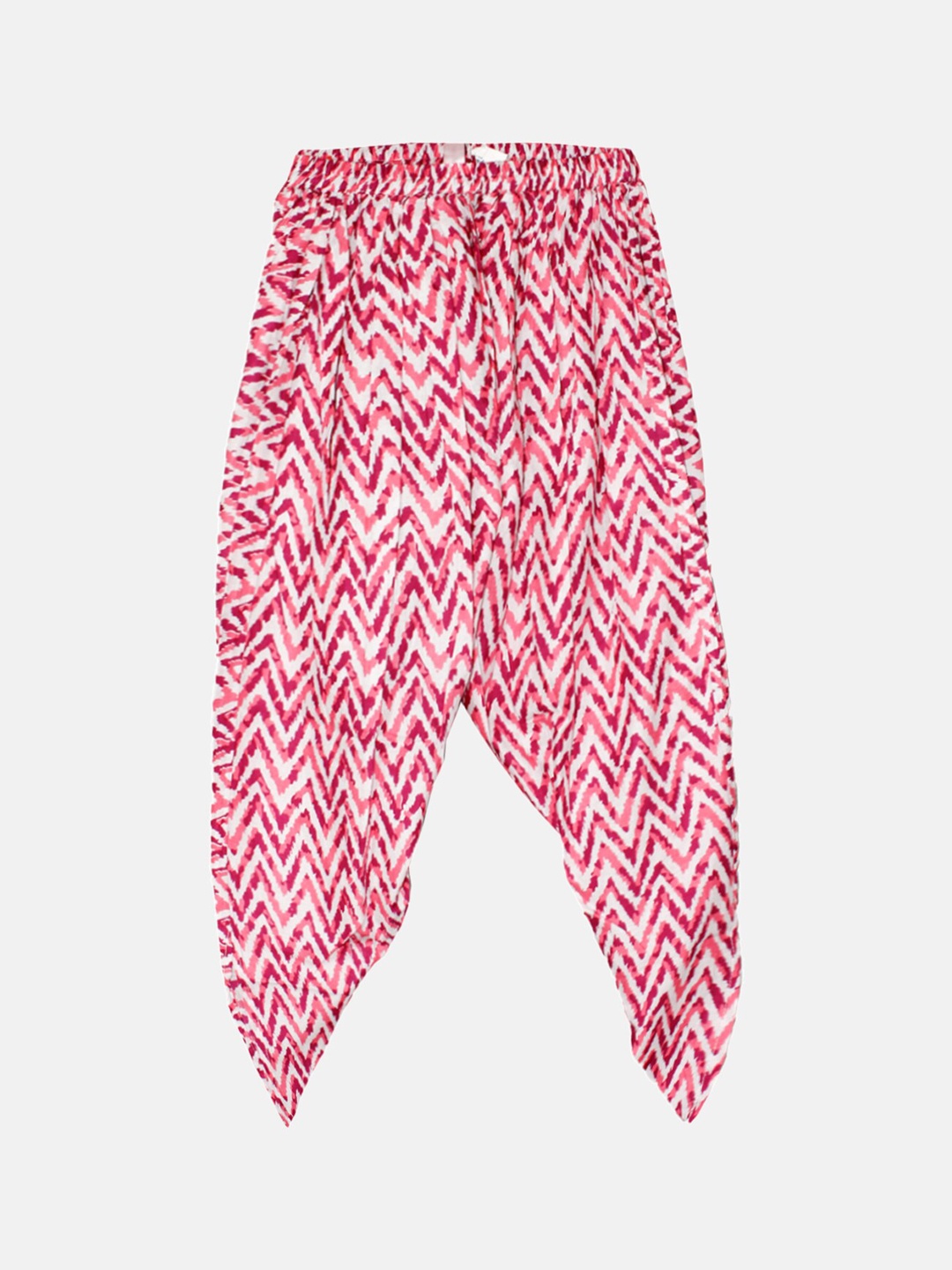 

KiddoPanti Girls Geometric Printed Pure Cotton Harem Pants, Pink