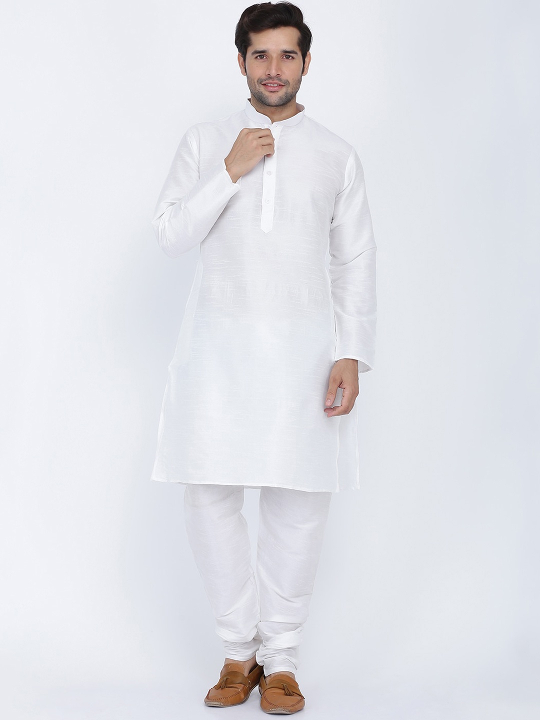 

ROYAL KURTA Mandarin Collar Straight Kurta, White