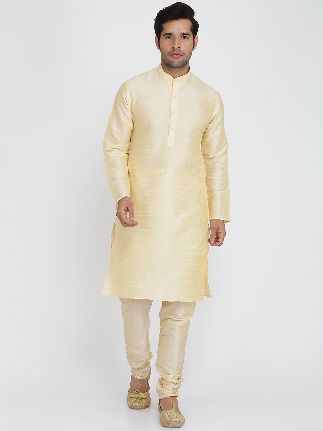

ROYAL KURTA Mandarin Collar Straight Kurta, Gold