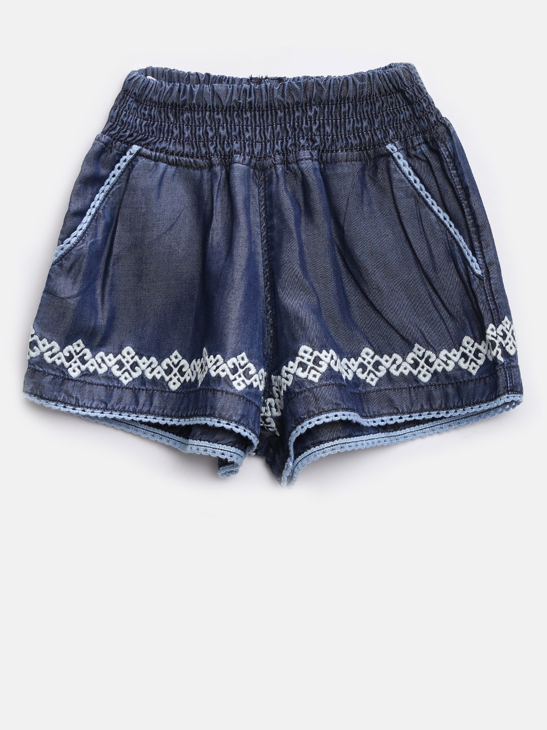 

Gini and Jony Girls Blue Embroidered Detail Shorts