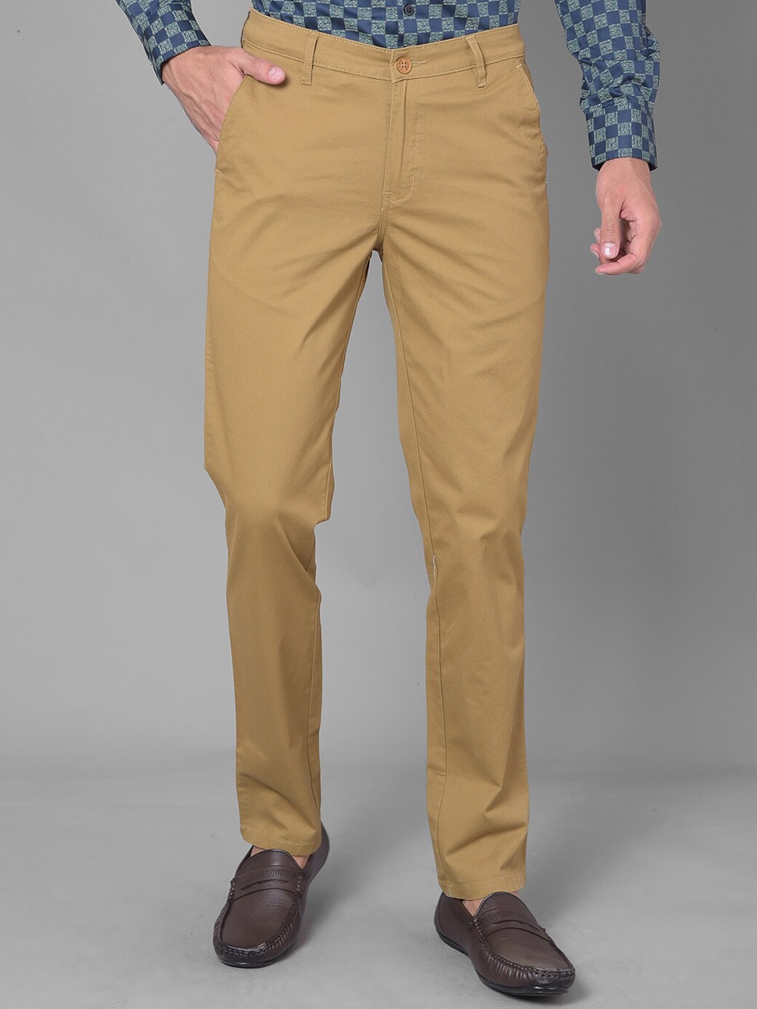 

COBB Men Slim Fit Cotton Regular Trousers, Khaki