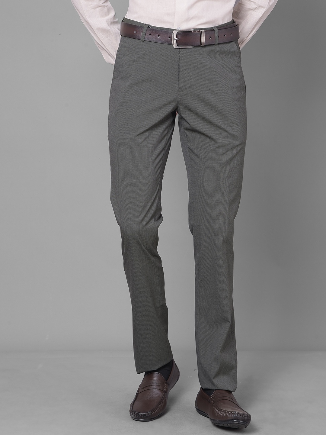 

COBB Men Regular Fit Cotton Formal Trouser, Olive