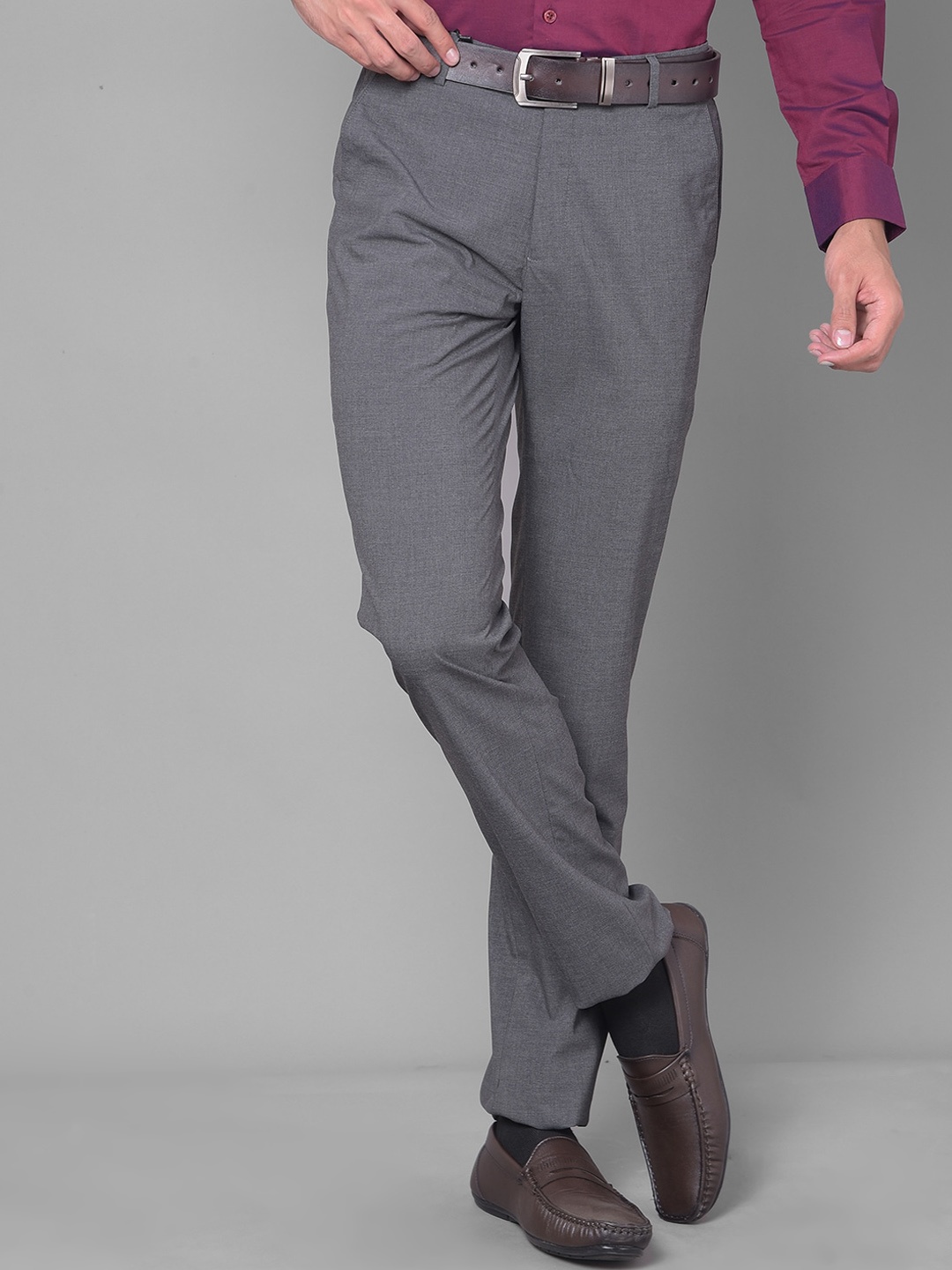 

COBB Men Regular Fit Cotton Formal Trouser, Grey