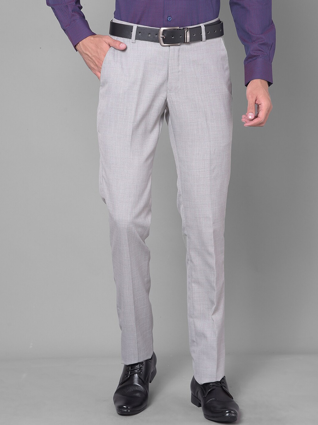 

COBB Men Regular Fit Formal Trouser, Grey