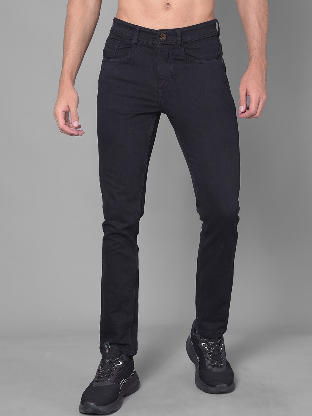 

COBB Men Mid-Rise Slim Fit Clean Look Jeans, Black