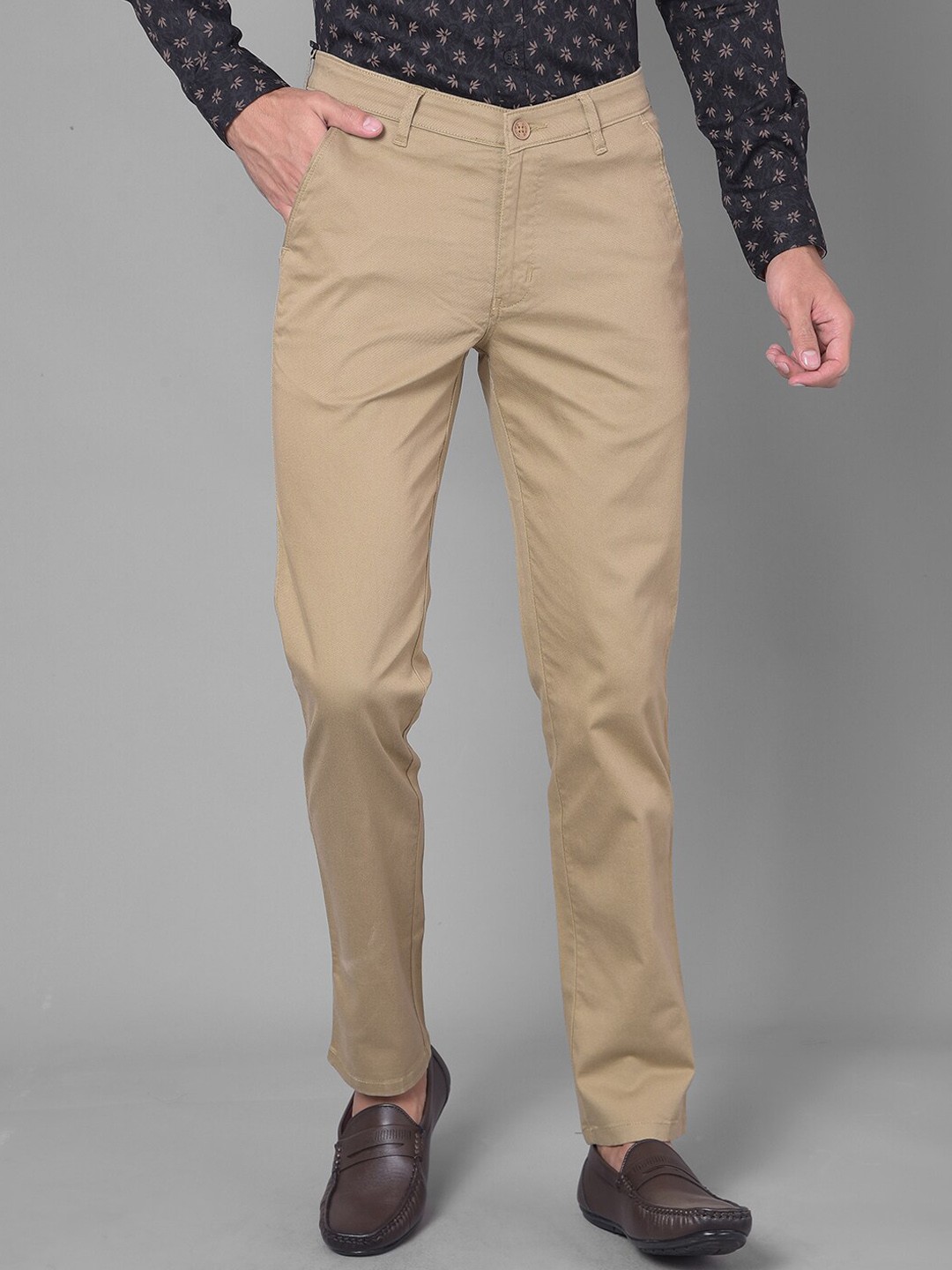 

COBB Men Slim Fit Cotton Regular Trousers, Khaki