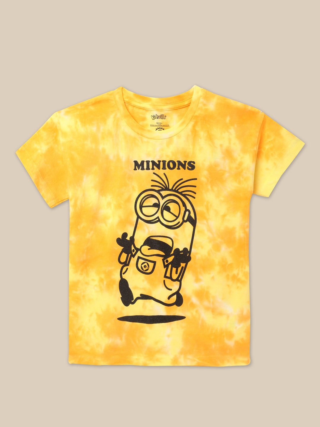 

Kids Ville Girls Minions Printed Round Neck Pure Cotton Regular T-shirt, Yellow